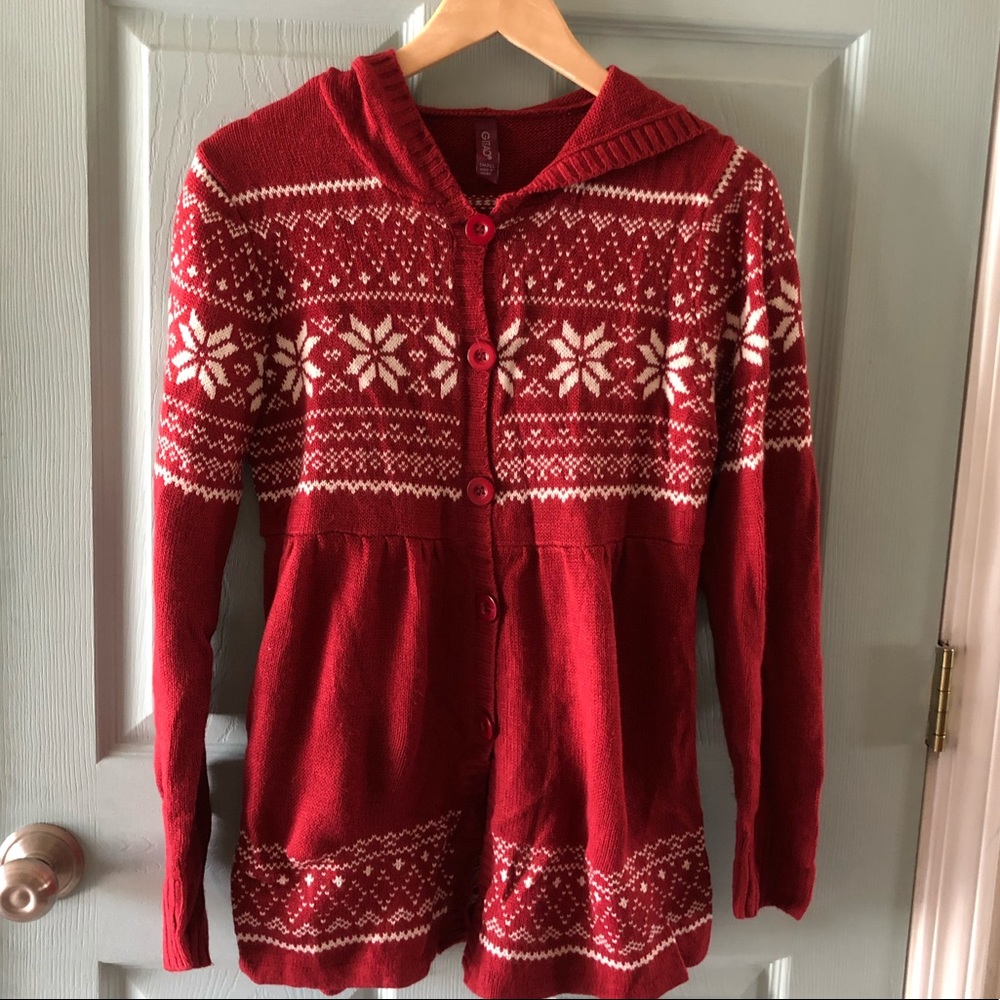 Red Nordic cardigan